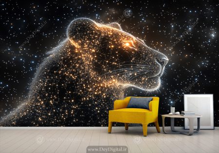 کاغذ دیواری سه بعدی طرح شیر ماده