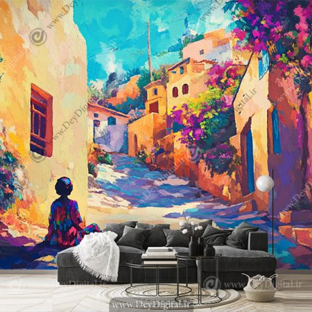 پوستر سه بعدی طرح نقاشی از کوچه باغ