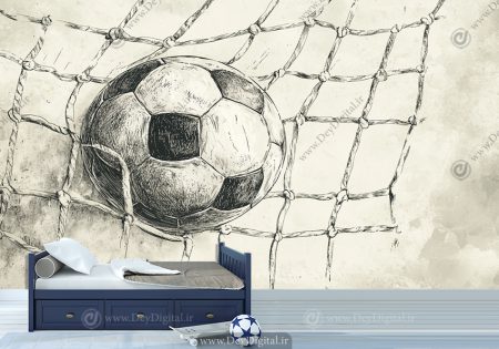 کاغذ دیواری سه بعدی طرح فوتبالی برای اتاق پسر