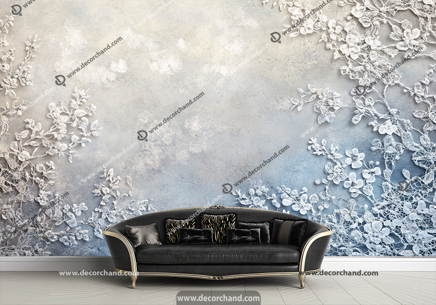 پوستر دیواری سه بعدی طرح گل گچبری