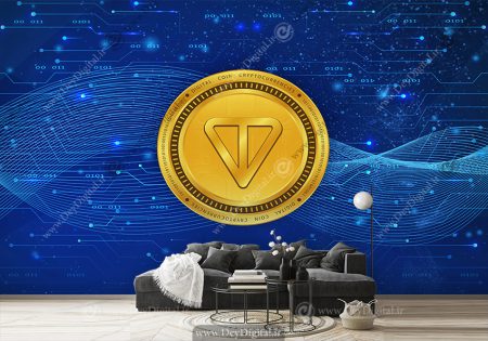 کاغذ دیواری سه بعدی طرح ارز دیجیتال