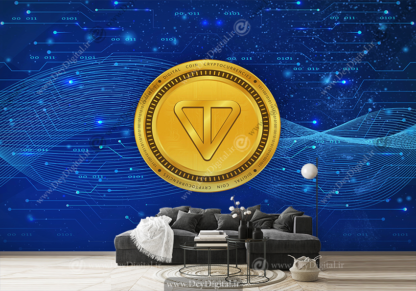 کاغذ دیواری سه بعدی طرح ارز دیجیتال