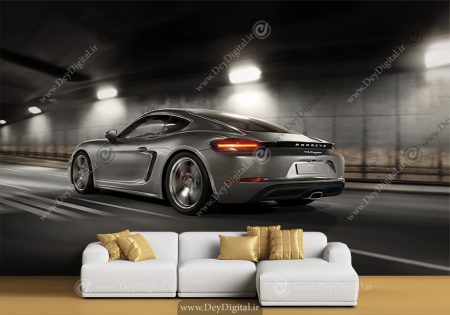 پوستر دیواری سه بعدی طرح ماشین خارجی اسپرت