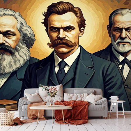 پوستر روانشناسی طرح کارل ماکس زیگموند فروید و نیچه