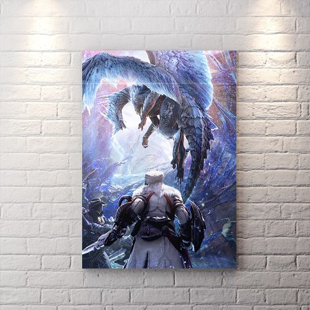 تابلو گیمینگ طرح بازی monster hunter با تم یخی