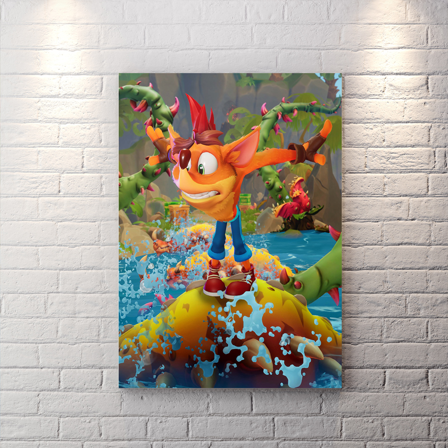تابلو شاسی اتاق گیمینگ طرح Crash Bandicoot و هیولا های بازی