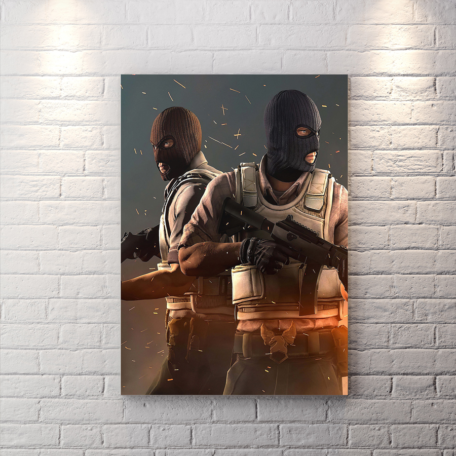 تابلو شاسی گیمینگ طرح شخصیت های بازی counter strike با زمینه تیره