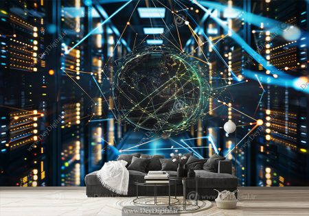 کاغذ دیواری سه بعدی برای آموزشگاه کامپیوتر و امنیت شبکه