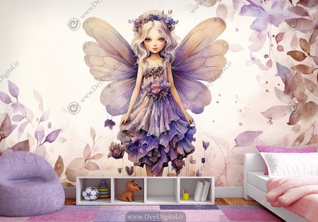 کاغذ دیواری سه بعدی دخترانه طرح فرشته کوچولو