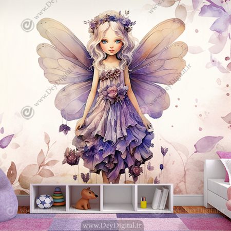 کاغذ دیواری سه بعدی دخترانه طرح فرشته کوچولو