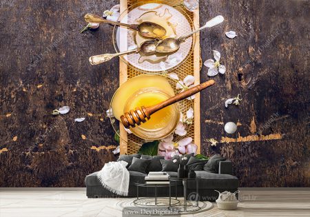کاغذ دیواری سه بعدی مغازه عسل فروشی