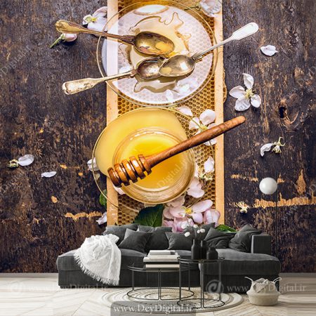 کاغذ دیواری سه بعدی مغازه عسل فروشی