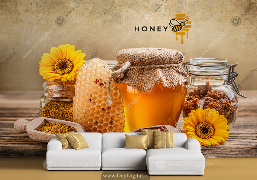 کاغذ دیواری سه بعدی عسل فروشی
