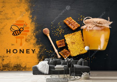 پوستر سه بعدی طرح ظرف عسل و موم عسل