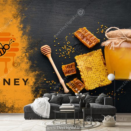 پوستر سه بعدی طرح ظرف عسل و موم عسل