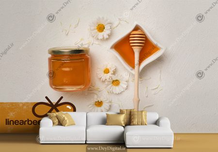 کاغذ دیواری سه بعدی طرح ظرف عسل برای عسل فروشی