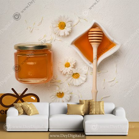 کاغذ دیواری سه بعدی طرح ظرف عسل برای عسل فروشی