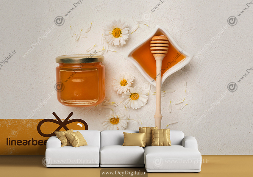 کاغذ دیواری سه بعدی طرح ظرف عسل برای عسل فروشی