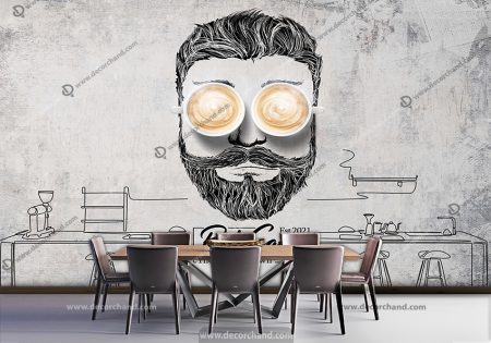 کاغذ دیواری سه بعدی برای کافه
