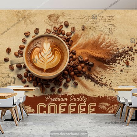 پوستر دیواری سه بعدی برای کافی شاپ طرح لاته آرت