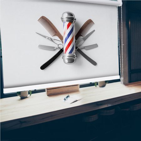 پرده شید برای ارایشگاه مردانه