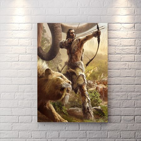 تابلو برای اتاق گیمینگ بازی far cry primal با تم زرد روشن