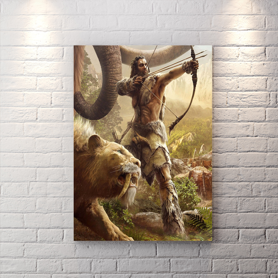 تابلو برای اتاق گیمینگ بازی far cry primal با تم زرد روشن