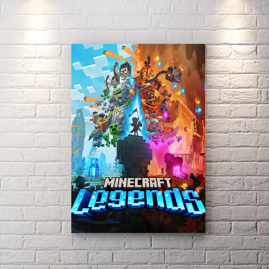تابلو گیمینگ طرح بازی minecraft legends با تم زرد و آبی
