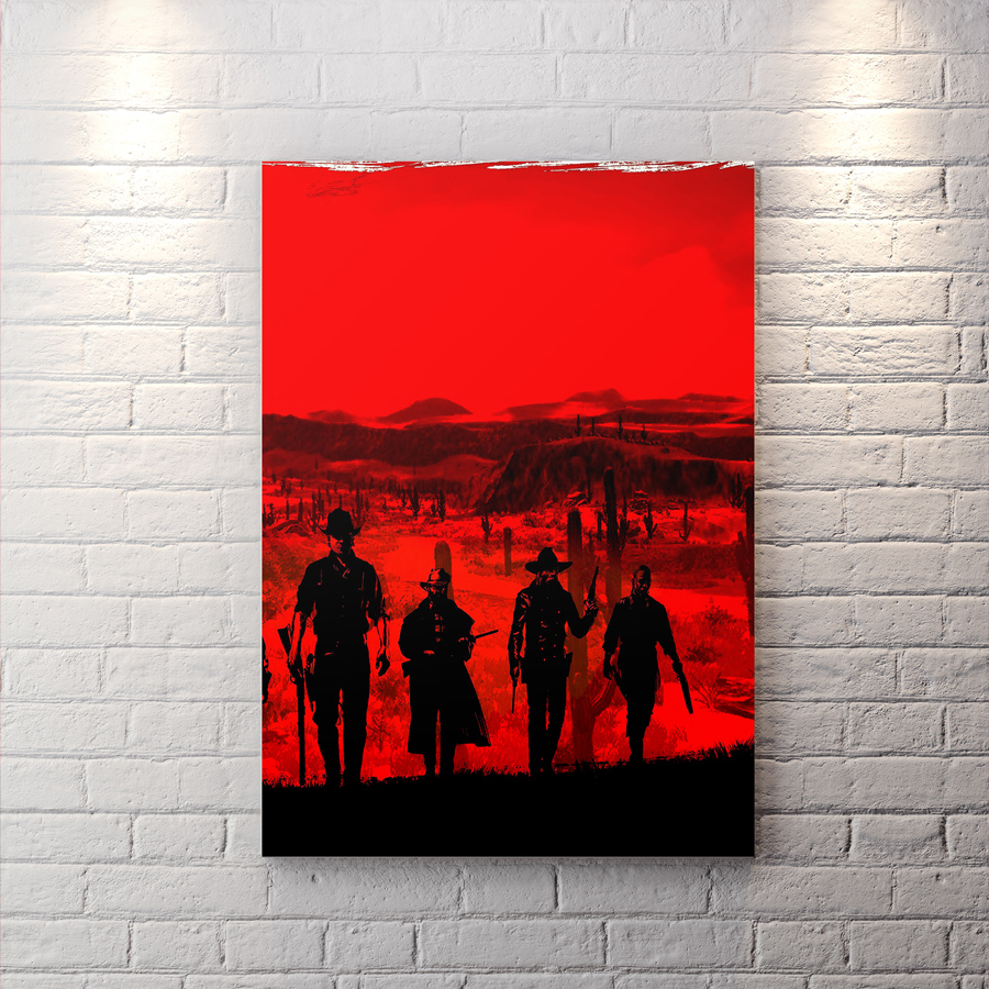 تابلو برای اتاق گیمینگ red dead طرح کاراکتر های اصلی