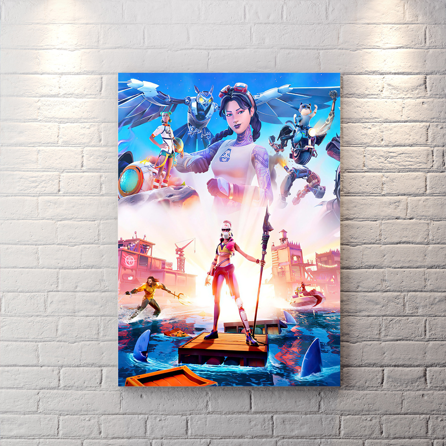 تابلو برای اتاق گیمینگ طرح Fortnite pillowcase با تم روشن
