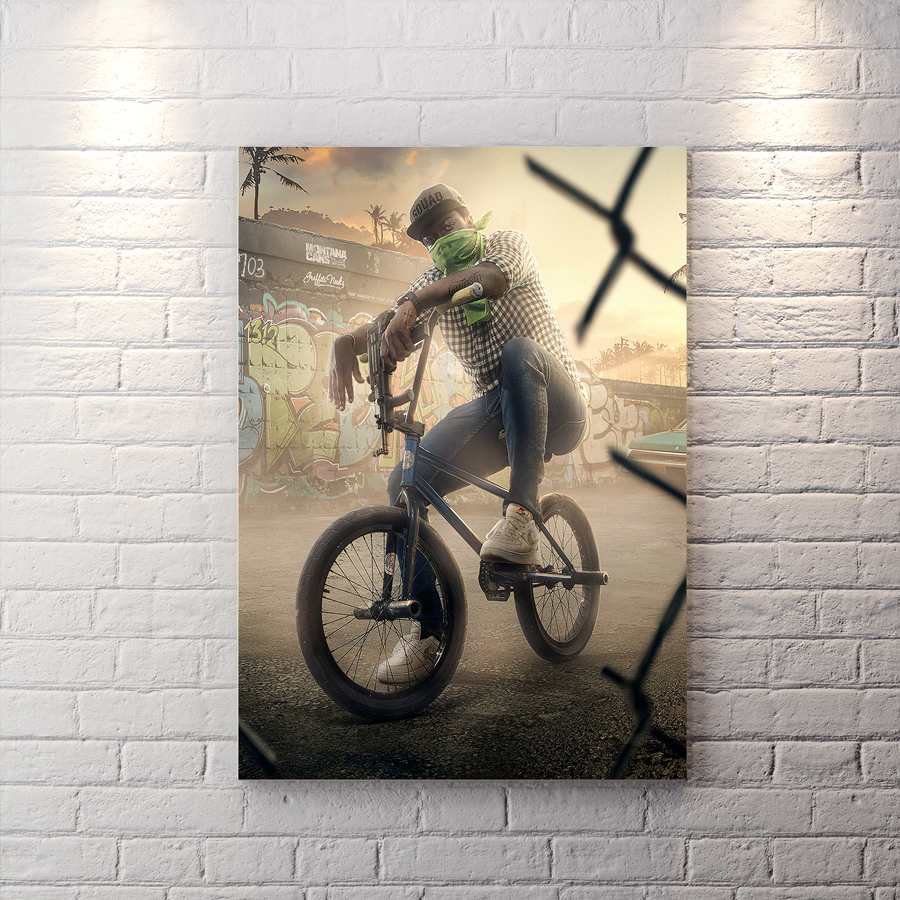تابلو شاسی گیمینگ طرح GTA San Andreas با تم غروب آفتاب