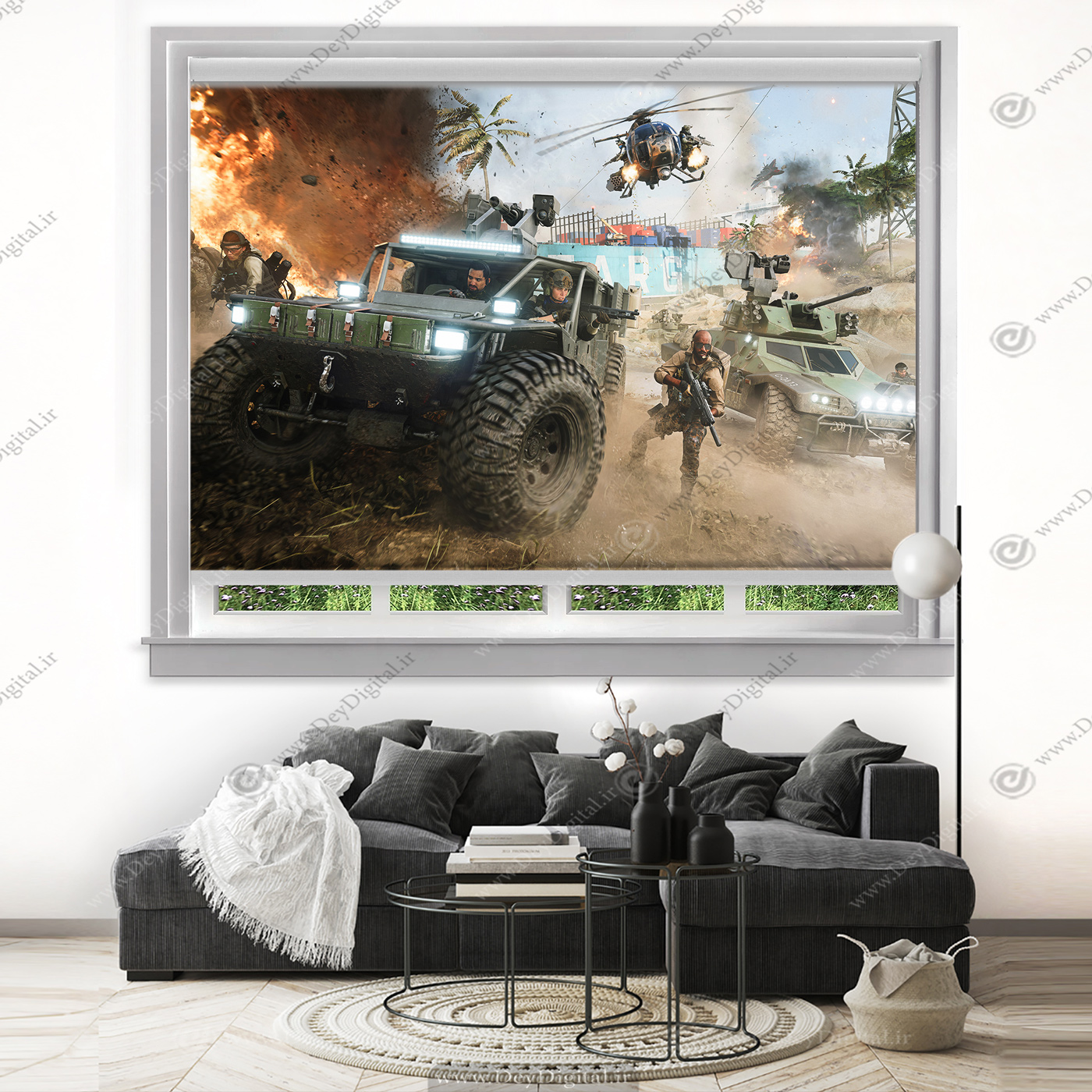 پرده شید بازی تفنگی خفن برای اتاق گیمینگ