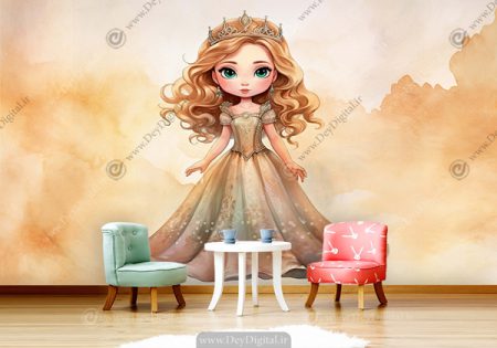 کاغذ دیواری سه بعدی اتاق دختر طرح فانتزی پرنسسی