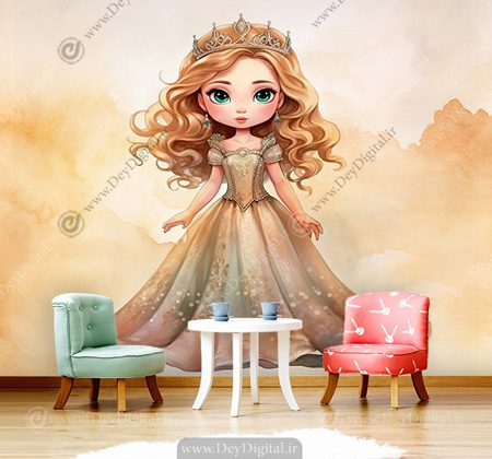 کاغذ دیواری سه بعدی اتاق دختر طرح فانتزی پرنسسی