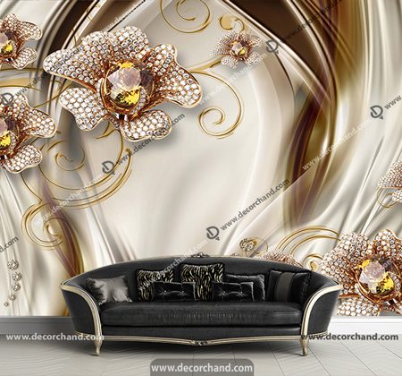 کاغذ دیواری سه بعدی طرح گل