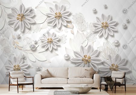 کاغذ دیواری سه بعدی طرح گل