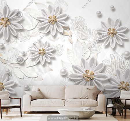 کاغذ دیواری سه بعدی طرح گل