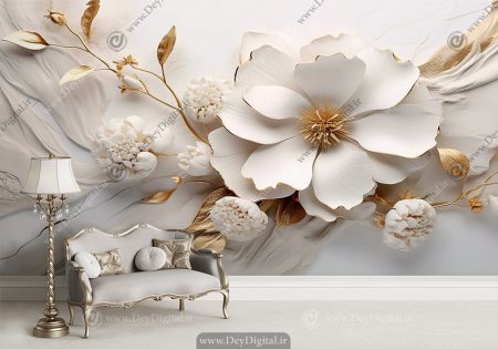 پوستر دیواری سه بعدی طرح گل یرجسته