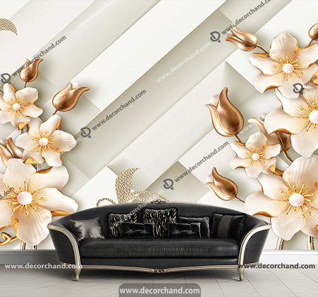 پوستر دیواری سه بعدی طرح گل