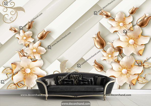 پوستر دیواری سه بعدی طرح گل