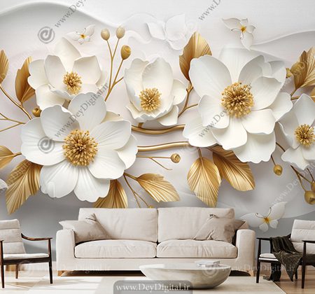 پوستر دیواری گل سه بعدی برای پذیرایی