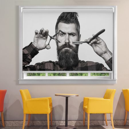 پرده شید برای آرایشگاه مردانه