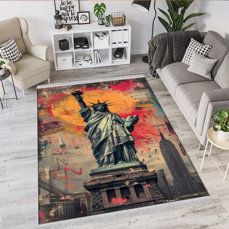 فرشینه چاپی طرح مجسمه آزادی