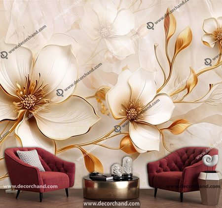 پوستر کاغذ دیواری سه بعدی گل