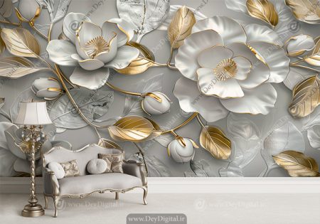 کاغذ دیواری سه بعدی طرح گل