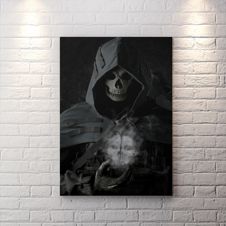 تابلو گیمینگ طرح شخصیت Simon "Ghost" Riley از بازی کالاف دیوتی