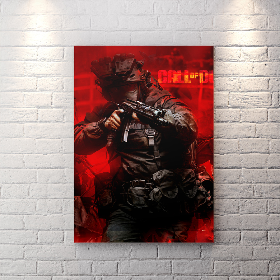 تابلو گیمینگ طرح سرباز Call of Duty: Modern Warfare 3 با زمینه قرمز