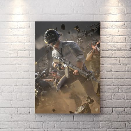 تابلو اتاق گیمینگ طرح بازی Pubg با زمینه میدان جنگ