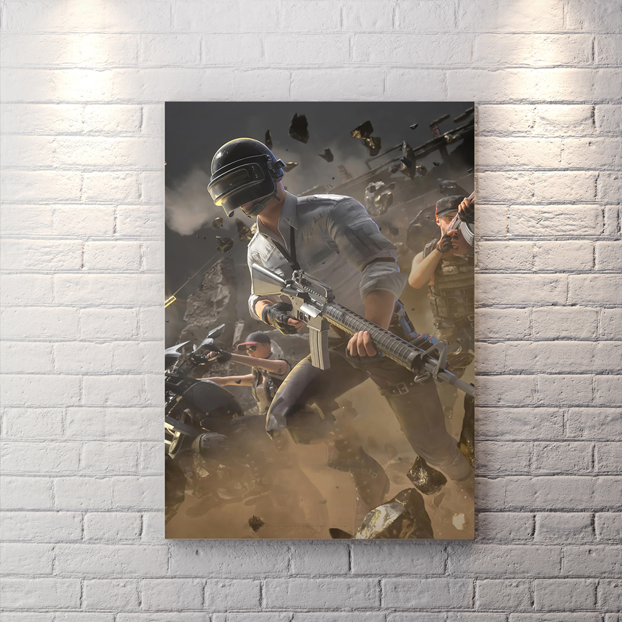 تابلو اتاق گیمینگ طرح بازی Pubg با زمینه میدان جنگ
