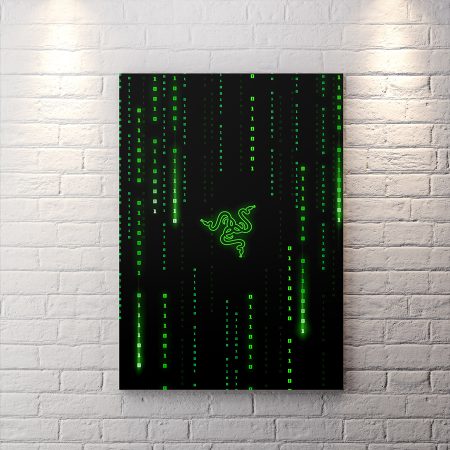 تابلو اتاق گیمینگ طرح برند Razer با تم سبز و مشکی